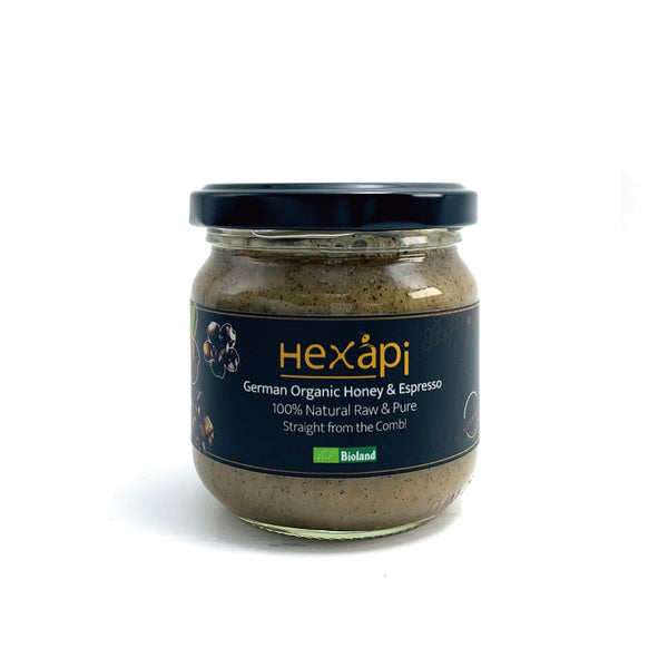 250g Honey with Espresso (100% Pure, Raw & Organic) fresh from Hexapi Honey in Germany | 新鮮來自德國的250克稀雅蜜濃縮咖啡蜂蜜（100%統天然和有機）| 新鲜来自德国的250克稀雅蜜浓缩咖啡蜂蜜 (100%统天然和有机)